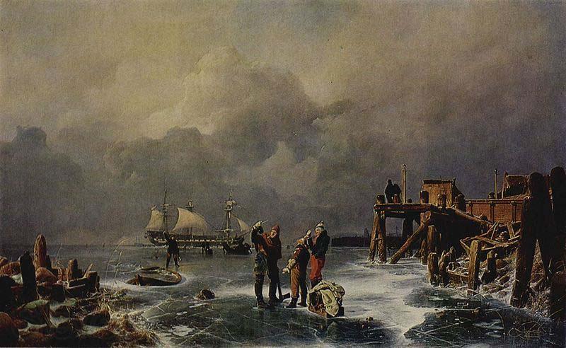 Andreas Achenbach Ufer des zugefrorenen Meeres (Winterlandschaft) Norge oil painting art